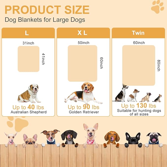 Dog Blanket, Soft Fleece Dog Blankets for Small Medium Dogs, Fluffy Flannel Pet Cat Puppy Blanket Mat Cover for Bed Couch, Cute Paw Print Throw Blanket for Dogs,Brown, 40"X30"