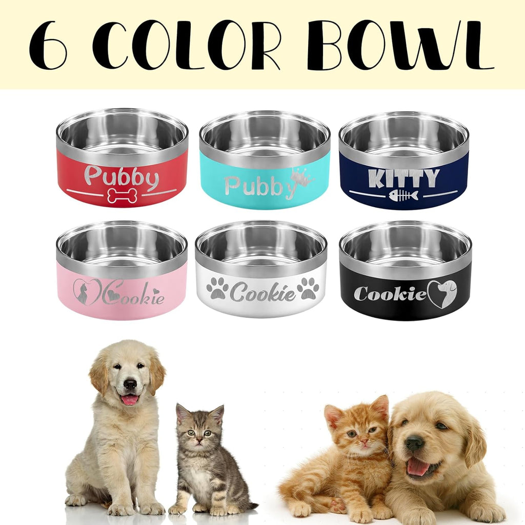 Custom Dog Bowl Personalized Dog Bowls with Name Customized Pet Cat Food Bowls 18/32/42/64 oz. Non Slip Stainless Steel Pet Bowls