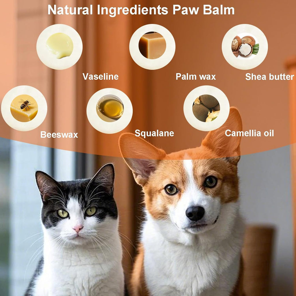 Paw Balm Dogs, Dog Paw Protector and Healing for Dry, Cracked Feet and Nose | Lick Safe Dog Nose Balm for Dry Nose, All-Natural Cat Paw Balm Care for Pet's Paws and Nose from Snow, Salt, Sand, Ice