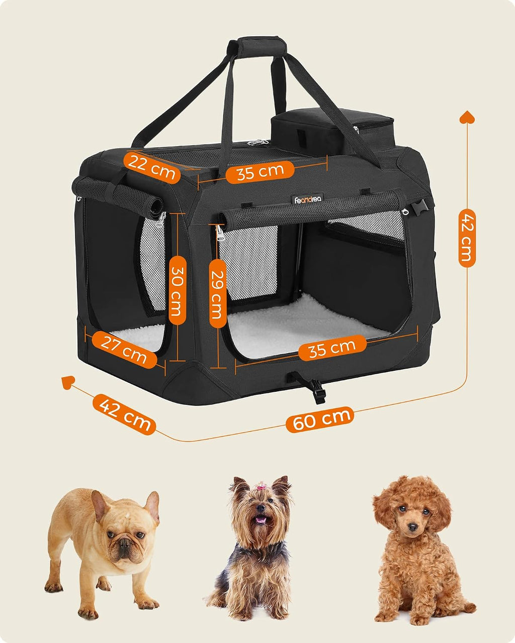Feandrea Schwarz Pet Carrier M