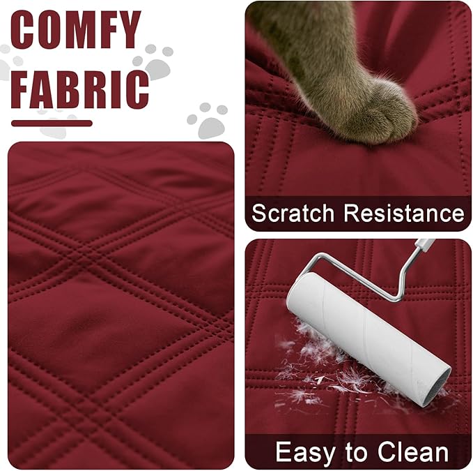 Smiry Waterproof Dog Bed Cover Blanket 30x70, Soft Reversible Pet Blanket, Washable Leakproof Cats Dogs Couch Cover for Sofa, Couch, Furniture, Wine Red/Beige