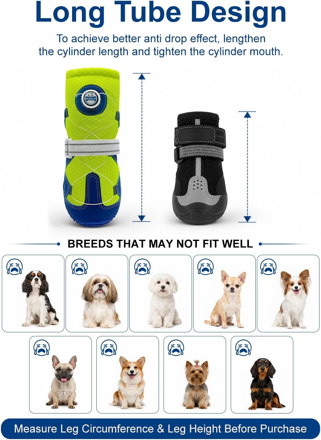 Huafly Tension Knob Dog Shoes – Twist-Lock Dog Boots & Paw Protectors for Small Medium Large Dogs,Non-Slip Sole Breathable Mesh Reflective Strap for Hiking Camping Hot Pavement & Hard Floor (Size 6)