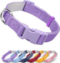 Dynmeow Soft and Breathable Cotton Dog Collar, Durable Adjustable Female Girl Pet Collar with Quick-Release Buckle, Lightweight for Sensitive Skin for Puppies and Extra-Small Dogs, Purple, Xs