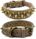 Spiked Dog Collar Soft Pu Leather Mushrooms Rivet Spike Studded Puppy Adjustable Pet Collars for Small Breeds (M, Grey1)