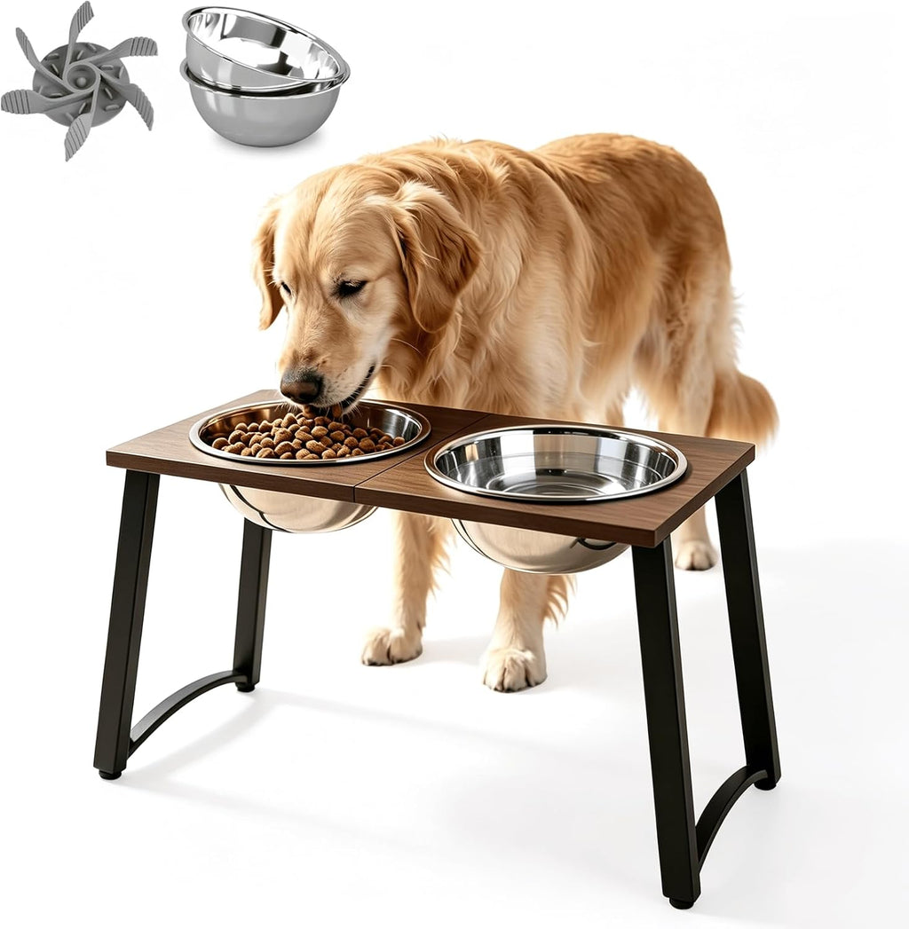 Elevated Dog Bowls for Large Dogs with Slow Feeder, 2 Stainless Steel Dog Bowls -101oz, 16.5" Tall Raised Dog Food Water Bowl Stand for Large Breed, Extra Large Dogs