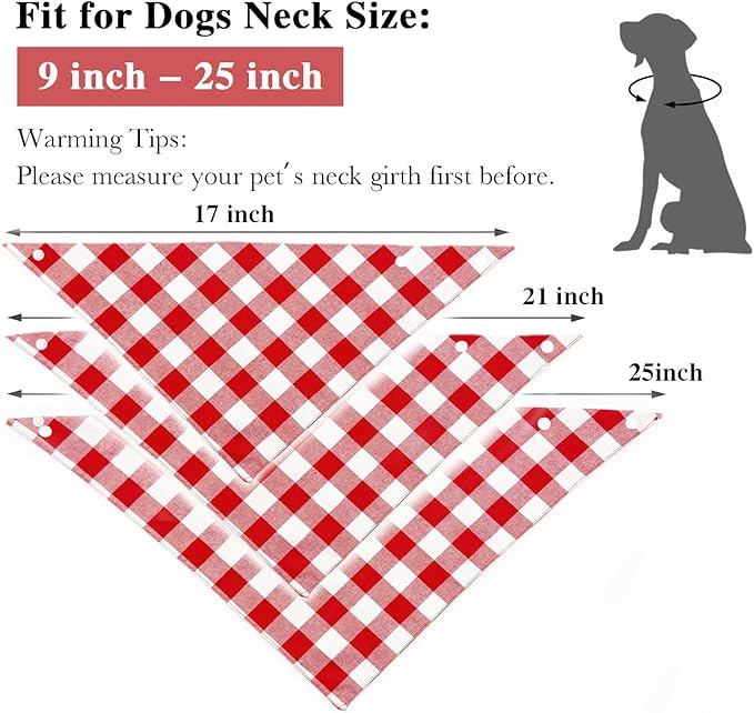 Christmas Plaid Bandana with Button, Fall Dual Layer Soft Cotton Triangle Dog Scarf Kerchief Washable Girl Boy Bandanas Adjustable Accessories for Small Medium Large Extra Large Puppy Pet