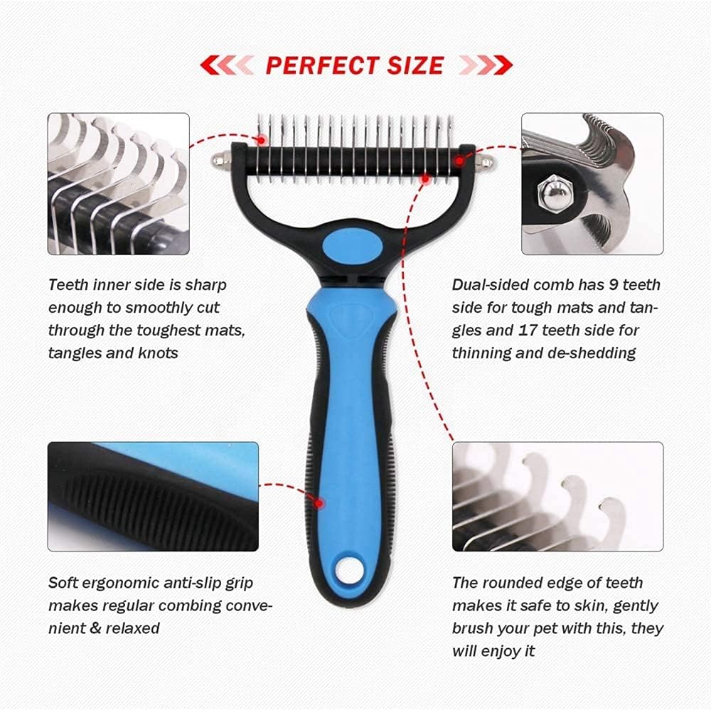 Dematting comb for dogs, Shedding, undercoat Rake, Dog Brush, Cat brush, for shedding, Deshedding brush for dogs, Cat brushes, for Shaggy or Low hair Dogs & cats Double sided