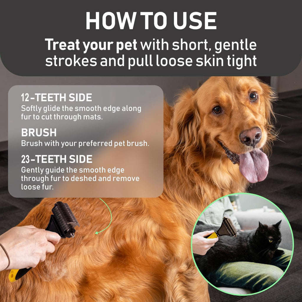 Matt Splitters Tool – Effective Mat Remover and De-matting Comb for Long-Haired Dogs, Cats, Rabbits – Regular 12+23 Teeth Design