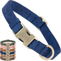 Genuine Leather Dog Collar - Adjustable Pet Collar with Quick Release Metal Buckle, Soft Skin Friendly Real Leather Collar for Small, Medium, Large Dogs (Blue, S：Fit 8-16" Neck)