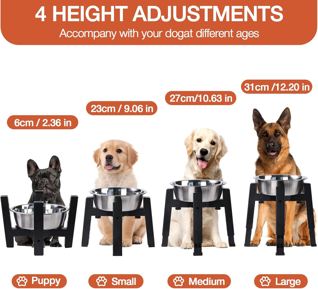 Marchul Dog Bowl Stand Adjustable Height and Width[Stand Only] – Please Measure Your Bowl Rim (Fits 8"-12.2"), Elevated Dog Bowls for Medium & Large Dogs, Anti-Slip Base Stable Raised Feeder