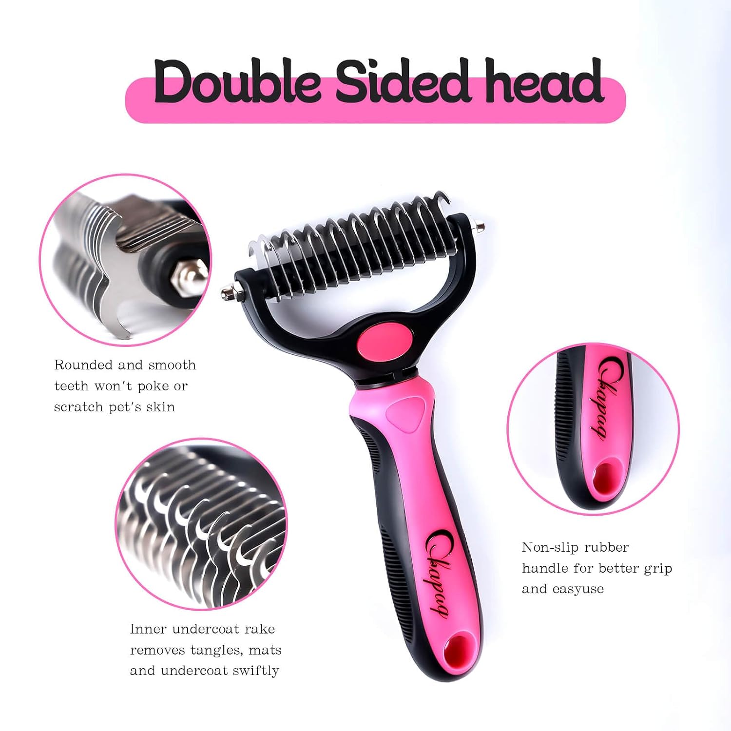 Pet Grooming Brush and Metal Comb Double Sided Long Hair Pet Undercoat Cleaner Brush for Dogs and Cats Removes mats and lint Effectively removes carpet shedding or flyaway hair.(Pink)…
