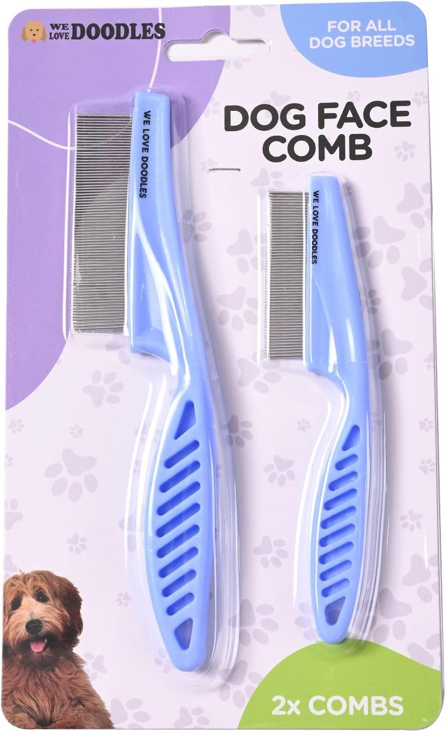 Tick & Flea Comb For Dogs, Fine Tooth Dog Face Brush For Tear Stains 2 PACK | Fine Tooth Metal Flea Comb for Dogs, Removes Lice, Ticks & Fleas Around Eyes, Face & Body, For Poodles, Doodles, Cats, Pets
