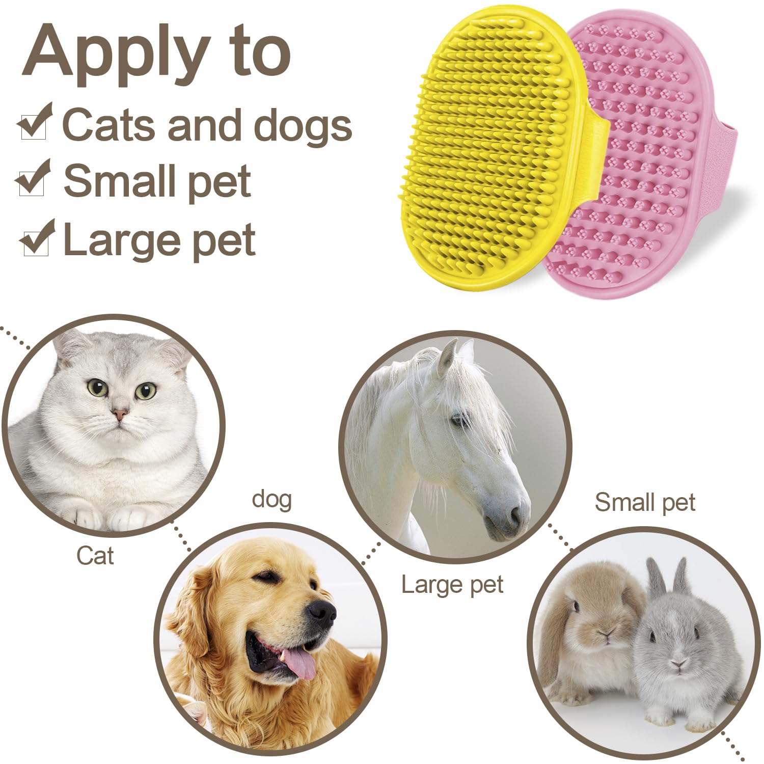 Pet Grooming Brush Kit, 4Pack Dog Bath Brushes Flea Comb Set for Cat | Rubber Pet Shampoo Brush Soothing Massage Brush for Shedding 2pcs Fine Tooth Lice Comb for Long Short Hair Dogs & Cats