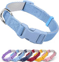 Dynmeow Soft and Breathable Cotton Dog Collar, Durable Adjustable Boy Pet Collar with Quick-Release Buckle, Lightweight for Sensitive Skin for Puppies and Extra-Small Dogs, Light-Blue, Xs