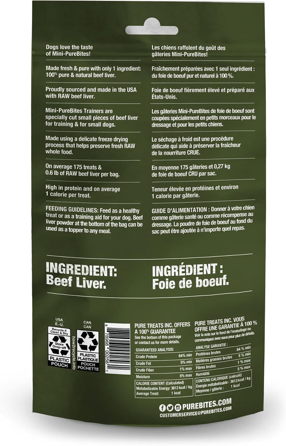 PureBites Mini Beef Single Ingredient Freeze Dried Dog Treats, 3 oz | 100% Beef, Freeze Dried Raw in USA, High-Value Training Reward, No Fillers, Great for Dogs with Allergies