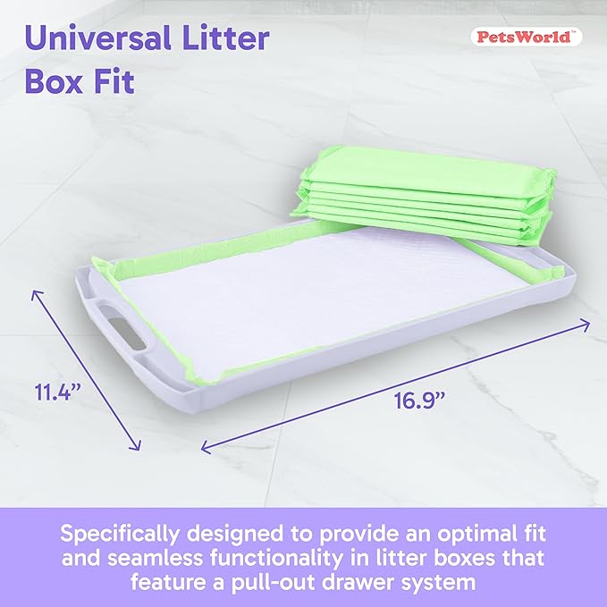 PetsWorld Universal Fit Multi-Cat Pad Refills for Litter Box, Fresh Scented, Ultra-Absorbent, Odor Control, Pack of 200