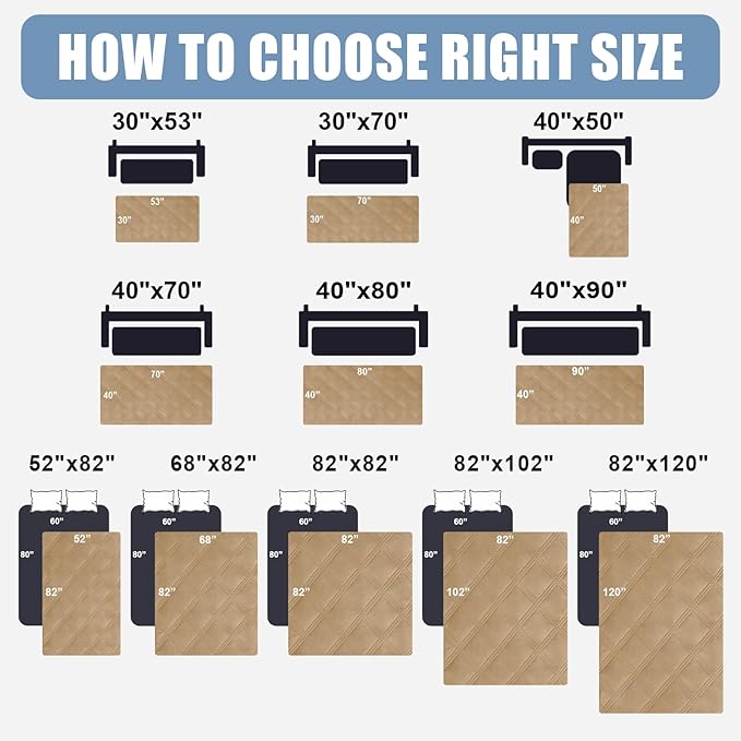 Smiry Waterproof Dog Bed Cover Blanket 40x70, Soft Reversible Pet Blanket, Washable Leakproof Cats Dogs Couch Cover for Sofa, Couch, Furniture, Camel/Camel