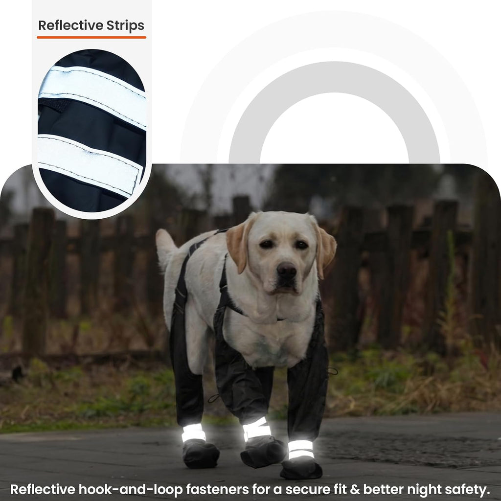 Waterproof Dog Suspender Boots Non-Slip for Small Medium (Black L | Dog Paw Protectors for Outdoor Walking Stay-On,Dirt-Proof Comfortable Booties