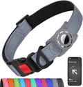 Airtag Dog Collar with AirTag Holder for Large Dogs, Reflective, Soft Padded & Safety Locking Buckle, Nylon Pet Collars Adjustable for All Breeds, Grey,L