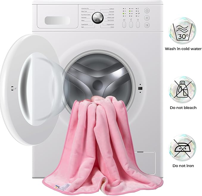 Sunheir Waterproof Blanket for Twin Size Bed - 80"x60" Soft Reversible Sherpa Fleece Flannel Dog Blankets for Large Dogs, Pet Blanket for Bed, Couch, Soft Plush Furniture Protector, Pink