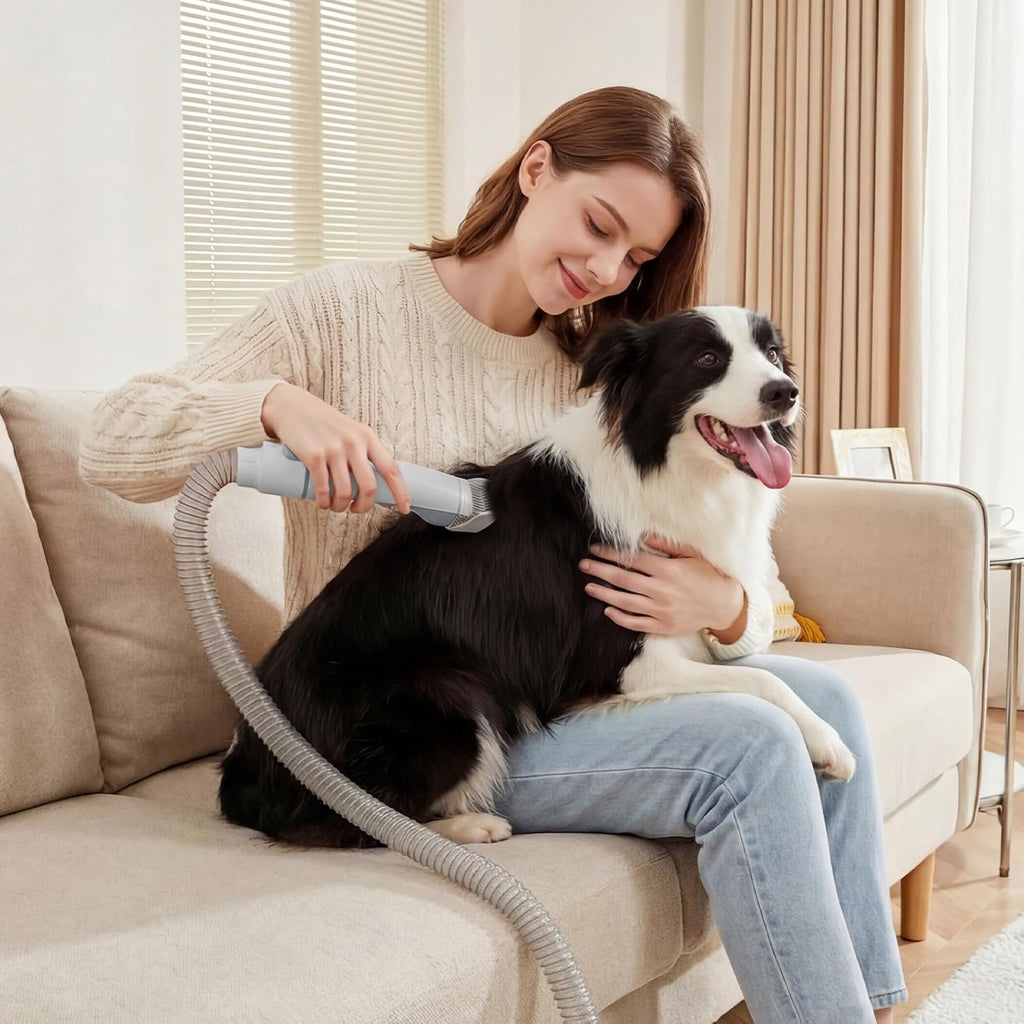 NEWBULIG Pet Grooming Vacuum Kit for Cats and Dogs, 2.5L Dust Cup | 3 Suction Modes and 5 Groomer Tools, Dog Clippers with Cordless Low Noise for Cats, Dogs Other Animals Hair Trimmer, Gray