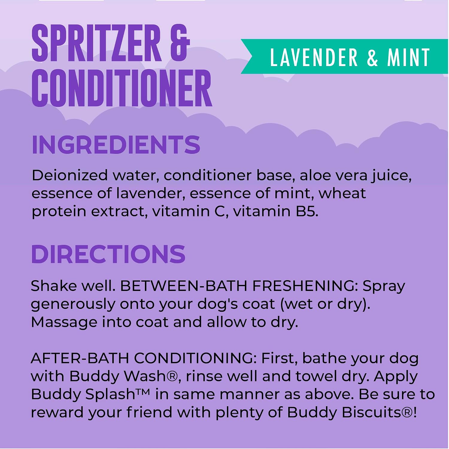 Buddy Splash Spritzer & Conditioner for Dog Grooming, Lavender & Mint, 4 Oz. Bottle