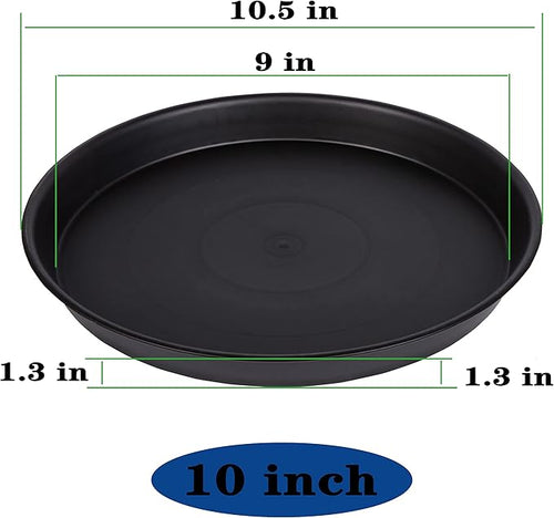 2 Pack of 10 inch Plant Saucer Gray, Heavy Duty Plastic Plant Saucer 10 inch Round, Durable Plant Tray for Pots, Plant Saucers for Indoors, Plant Trays for Planter 9"/10" (10", Black)