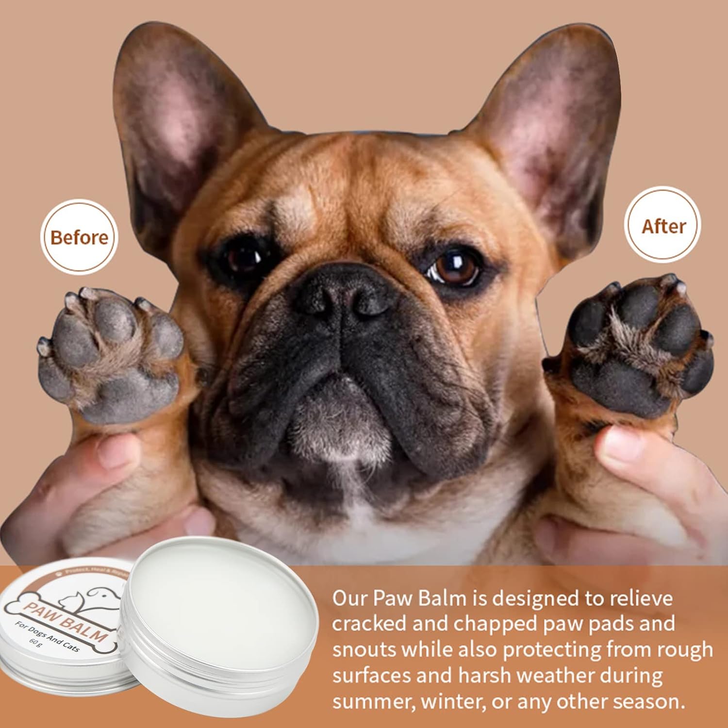 GLOGLOW Pad Balm, Heals Repairs and Moisturizes Dry Noses and Paws Ideal Dog Feet Balm for All Extreme Weather Season Conditions