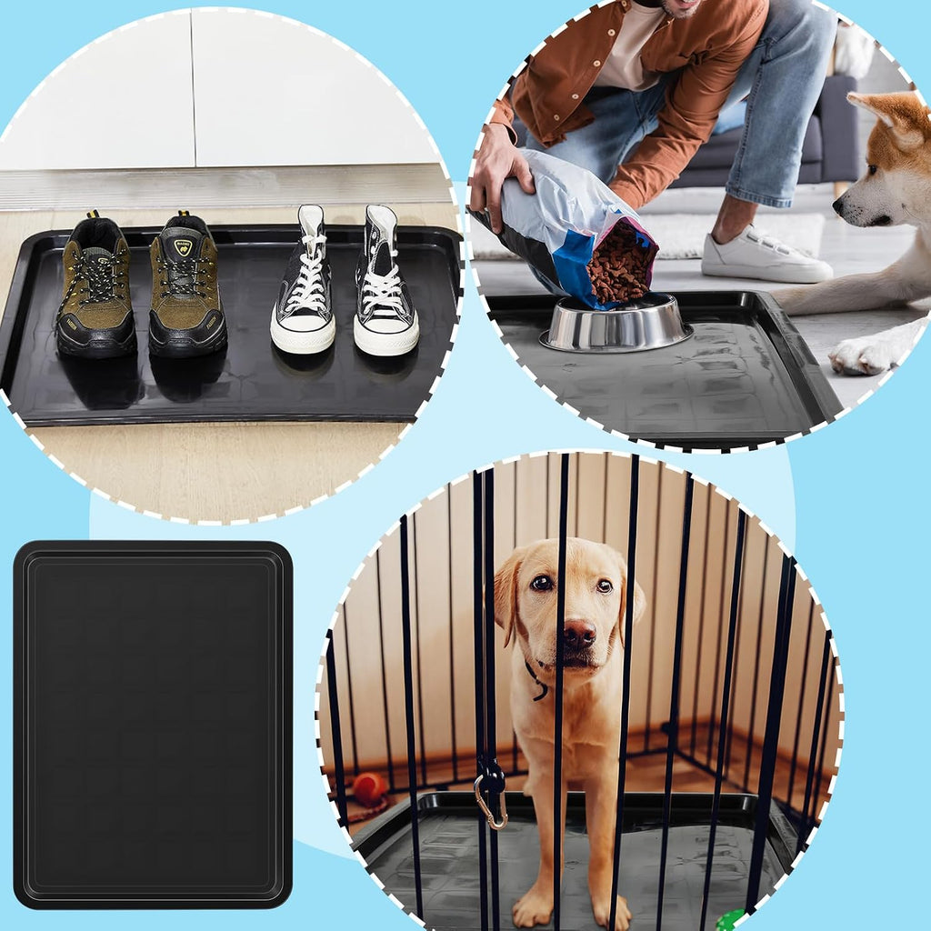 Suzile 4 Pack Heavy Duty Dog Crate Replacement Tray for 42 Inch Wire Dog Crates, Leakproof Plastic Kennel Pan, Thickened Cage Floor Liner, Easy Clean Crate Pan Replacement for Pets, Multipurpose Tray