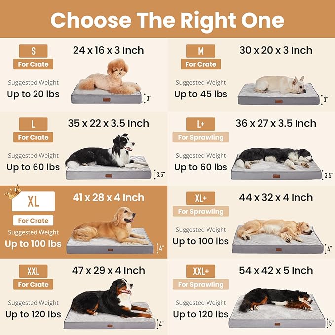 OhGeni Orthopedic Waterproof Dog Bed for Large Dogs, Machine-Washable Removable Cover in Easy-Clean Fabric, High Density Foam & Easy-Carry Handle, Suitable for Crate, 41 inch (Black)