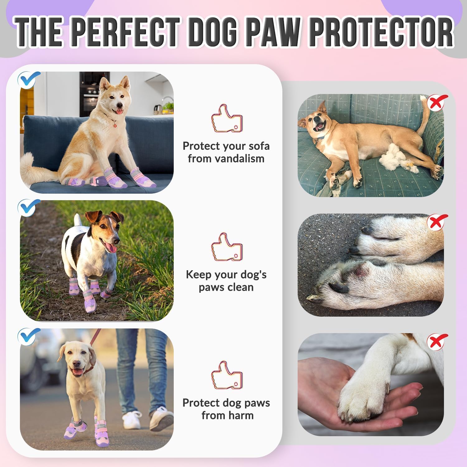 SlowTon Dog Shoes for Large Small Medium Dogs - Breathable Dog Boots | for Summer Hot Pavement, Paw Protector for Outdoor Walking Winter Snow, Anti-Slip Rubber Booties for Hardwood Floor, Pink 3