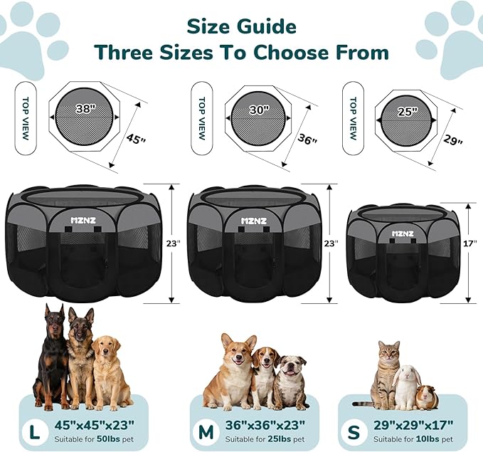 Dog Cat Playpen, Portable Puppy Pet Crate Indoor for Small Dogs Cats Rabbits, Foldable Dog Cage Enclosure for Outdoor, Pop Up Dogs Tent Kennel with Carrying Case, Dark Grey