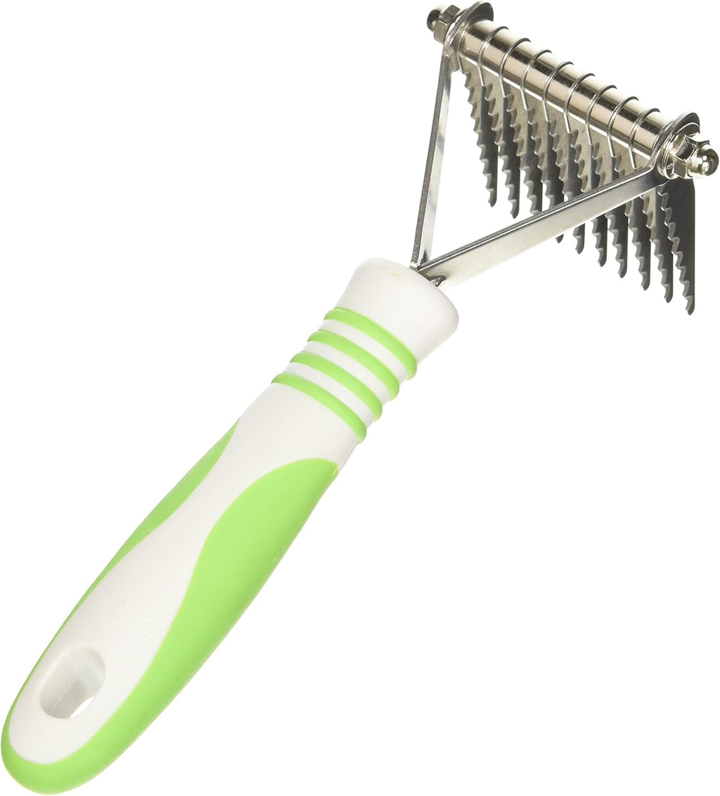 Andis 66050 De-Matting Rake with 10 Blades - Grooming Brush with Safety Edges & Promotes Healthy Skin & Coat - Non-Slip Handle, De-Shedding & Perfect for Long-Haired Breeds – 1 Pack, Green