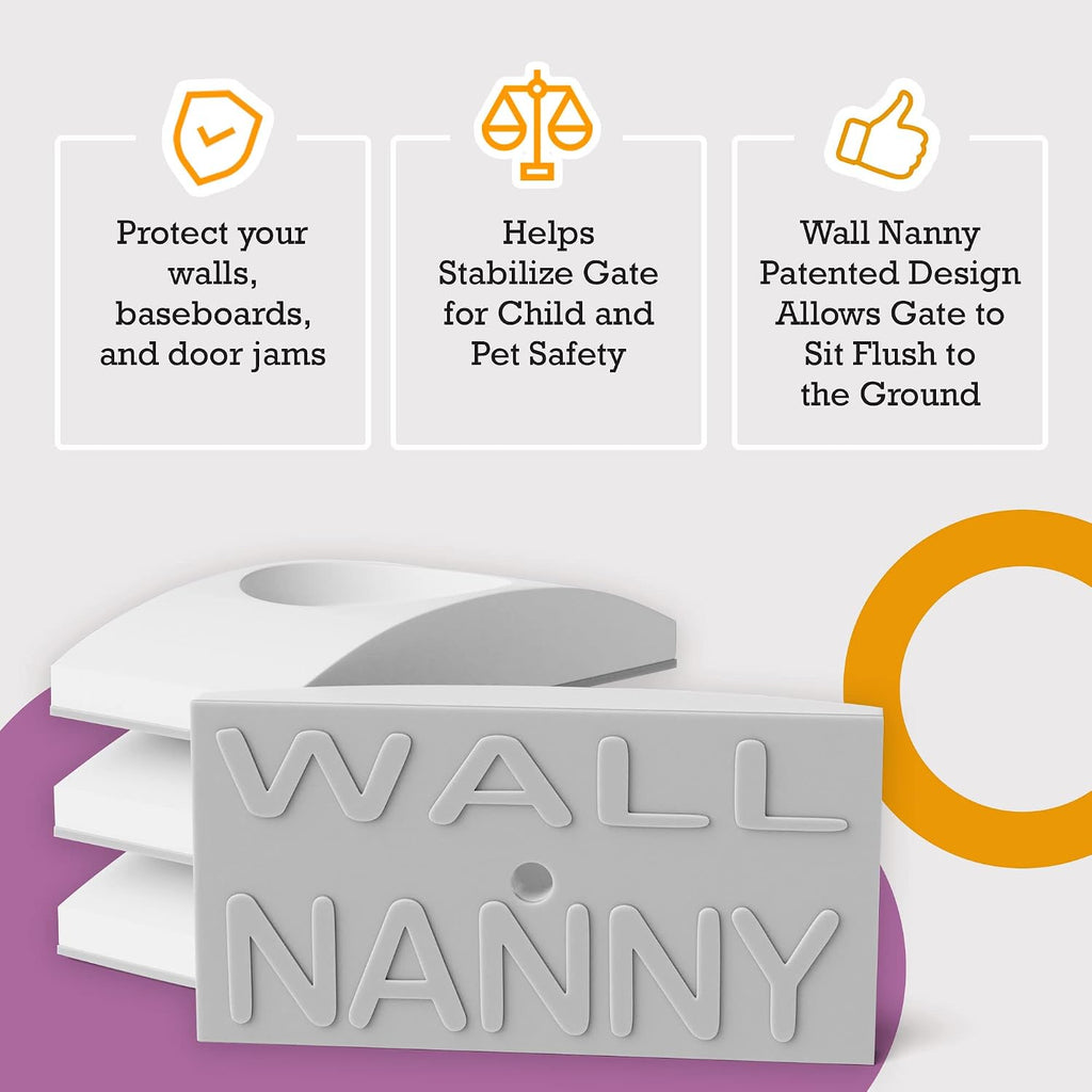 Wall Nanny - Baby Gate Wall Protector (Made in USA) Protects Walls and Doorways from Pet Gates - for Pressure Mounted Indoor Safety Baby Gates - White