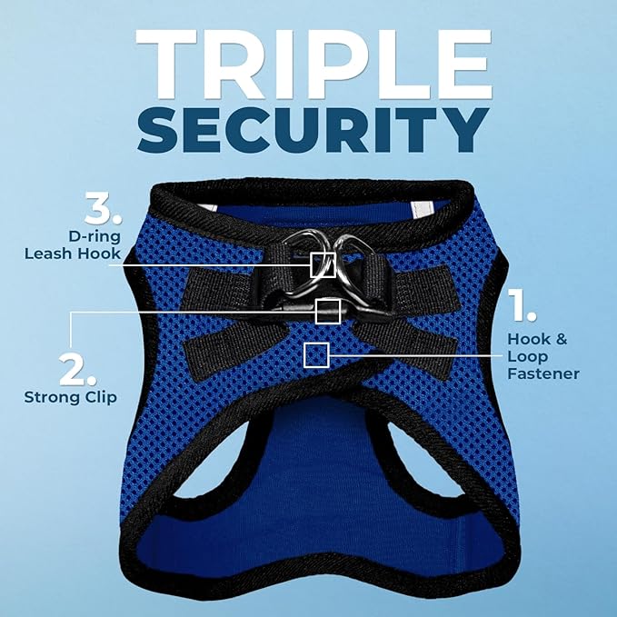 Best Pet Supplies Voyager Step-in Air All Weather Mesh Harness and Reflective Dog 5 ft Leash Combo with Neoprene Handle, for Small, Medium and Large Breed Puppies - Royal Blue/Black Trim, XX-Small