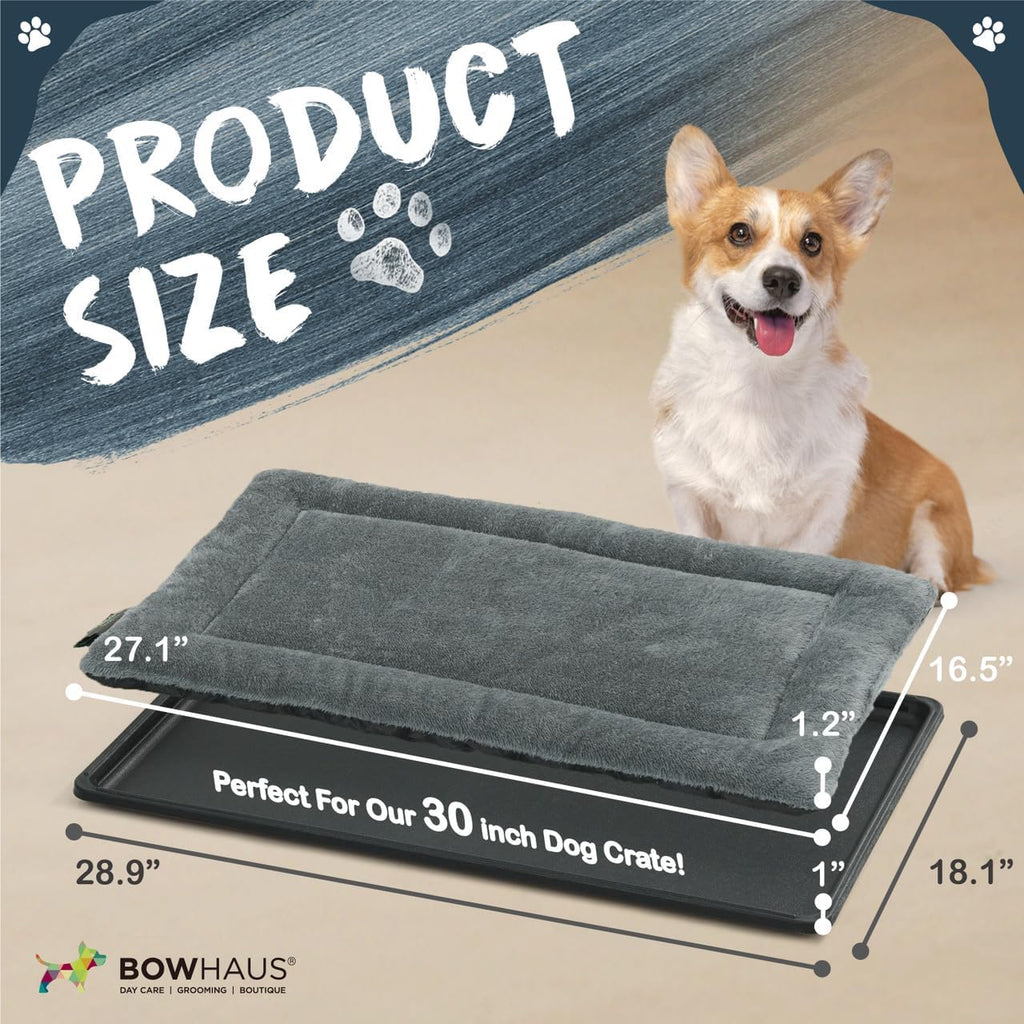 BOWHAUS Machine-Washable Dog Bed Pad & Tray for 30-Inch Kennel, Non-Slip Flat Cozy Sleeping Mat & Easy-Clean Plastic Replacement Crate Pan, Comfortable & Durable for Dogs, Rabbits, Cats, Various Pets