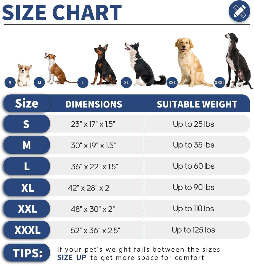 Durable Outdoor Dog Bed Chew Proof Stable Crate Mat Indoor cat Bed Anti Mild Bite Kennel Pad with Removable Fully Waterproof Cover (Blue, Medium(30x19x1.5in))