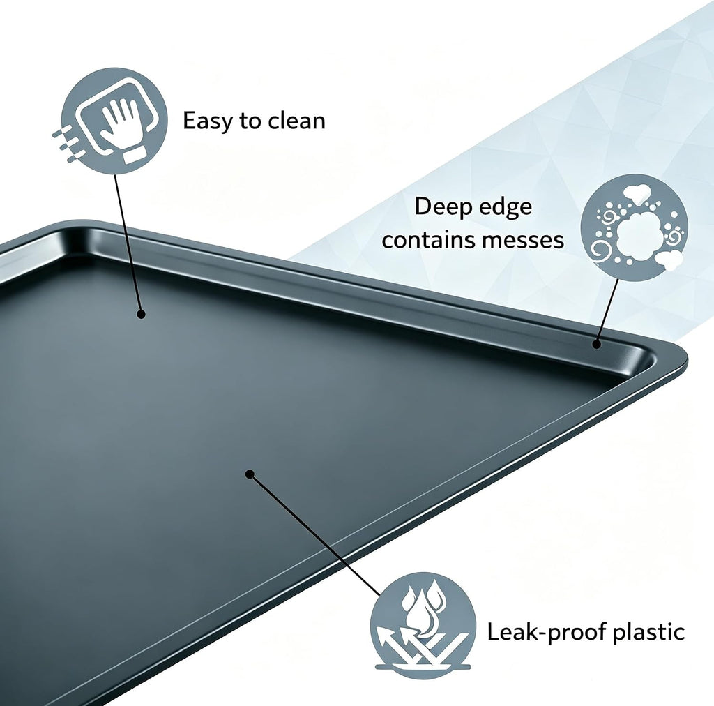 Replacement Tray for 64 Dog Crates, 2 Pack Black, Leak-Proof Plastic, 31.5 x 27.6 Inch, Deep Edge, Easy to Clean