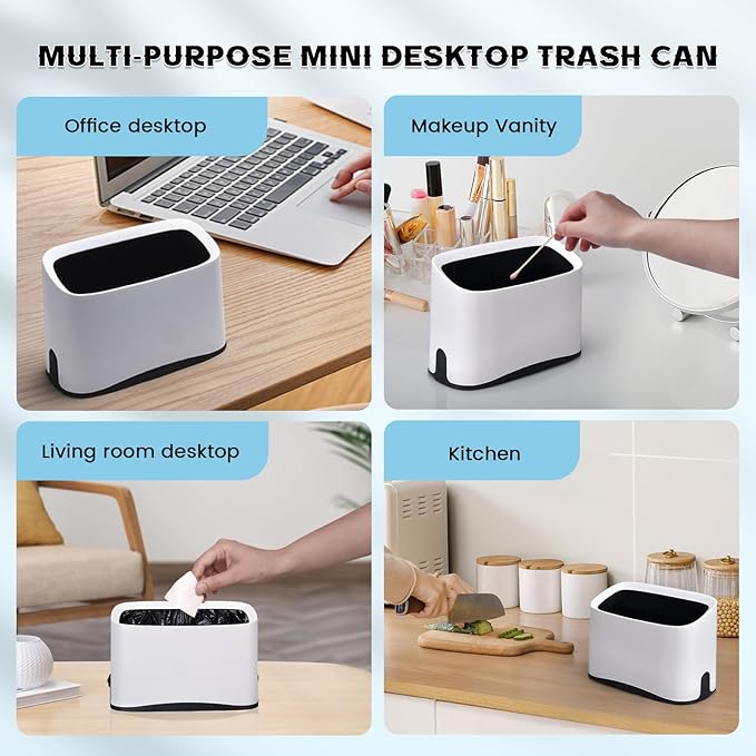 Cat Litter Scoop Holder Universal Scooper Storage Caddy for Most Kitty Poop Shovel, Durable Removable Pet Pooper Stand for Plastic/Metal Waste Scoops, Double-Layer Mini Desktop Trash Can - L White