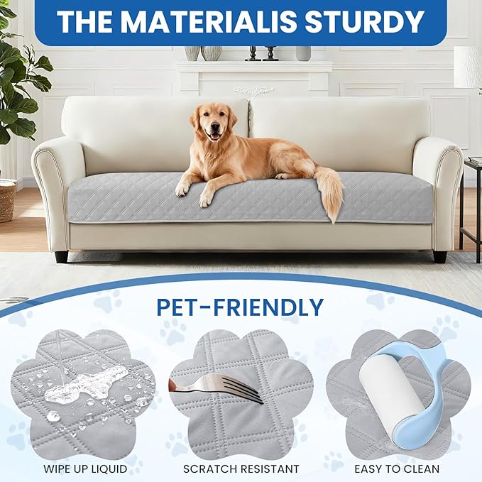 Waterproof Dog Blanket, Non-Slip Soft Pet Bed Cover, Couch Cover for Dogs Washable, Protects Sofa, Furniture, Crate, Car, Tear Resistant Leakproof Pet Blanket (30x53 Inch, Light Grey)
