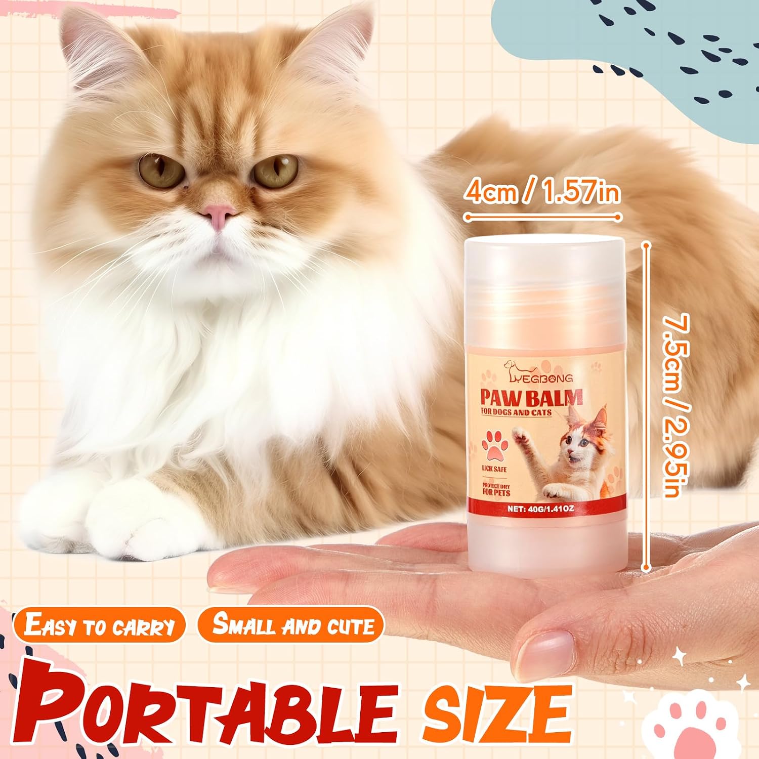 Cat Paw Butter 1.4 oz Paw Balm for Cats Dogs Dry Noses and Cracked Paws Protection Soother Balm Natural Butter for Rough Feet