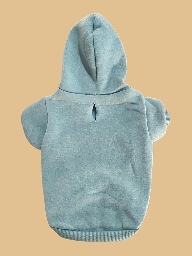QWINEE Basic Dog Hoodie Sweatshirt Puppy Sweater Warm Cat Costumes Pet Clothes for Chihuahua Puppy Kitten Small Medium Dogs Cadet Blue Medium