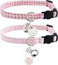 Cat Collars Breakaway Cotton with Bell for Girl Cats 2 Pack Adjustable Female Kitten Collars for Small Large Adult Cats