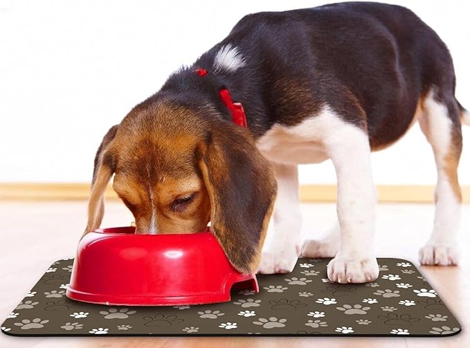 Dog Food Mat, Absorbent Water Bowl Mats Cat Pet Feeding Placemats Brown 17 * 30 inch