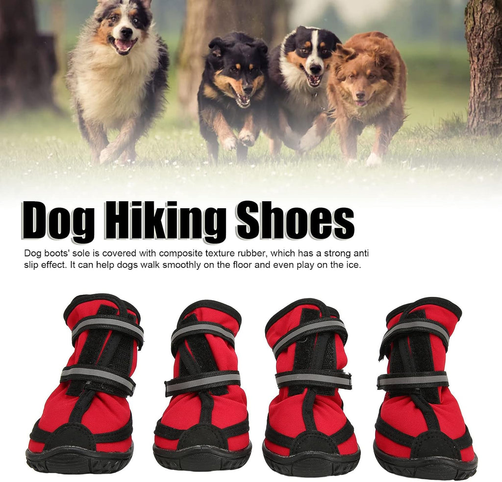 Dog Shoes for Large Small Medium Dogs, Strong Dog Hiking Shoes Breathable Adjustable Dog Boots with Anti Slip Sole Reflective Pet Paws Protectors for Hiking Walking Outdoor Floor