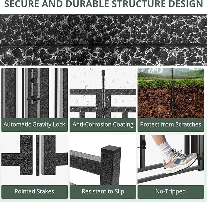 Dog Playpen Dog Fence Outdoor for Yard 47" H with 32 Panels Sturdy Portable Puppy Playpen for Indoor Outdoor RV Camping Use - Black Silver