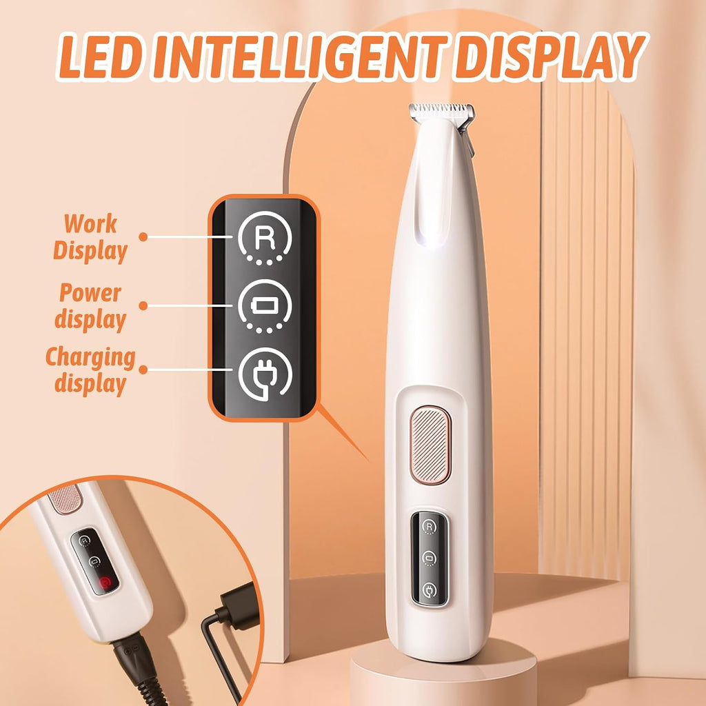 Pet MicroPrecision Trimmer, 2025 New Rechargeable Low Noise Cordless Dog Paw Trimmer with LED Light, Multifunctional Pet Hair Clippers for Paws Eyes Ears Face Rump (1)