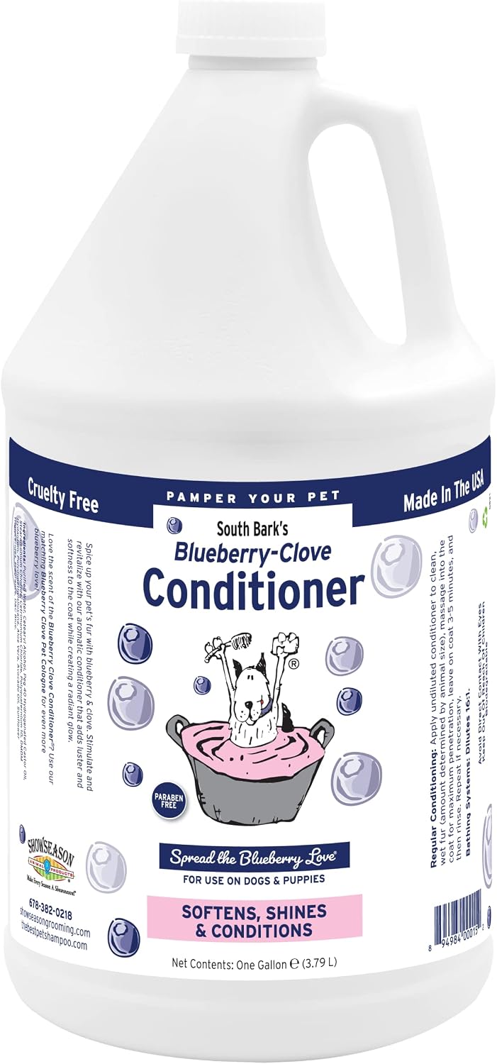 South Bark's Blueberry-Clove Pet Conditioner for Dogs 1 Gallon | Long-Lasting Softness | Cruelty-Free | Paraben-Free | Biodegradable and Non-Toxic | Made in USA