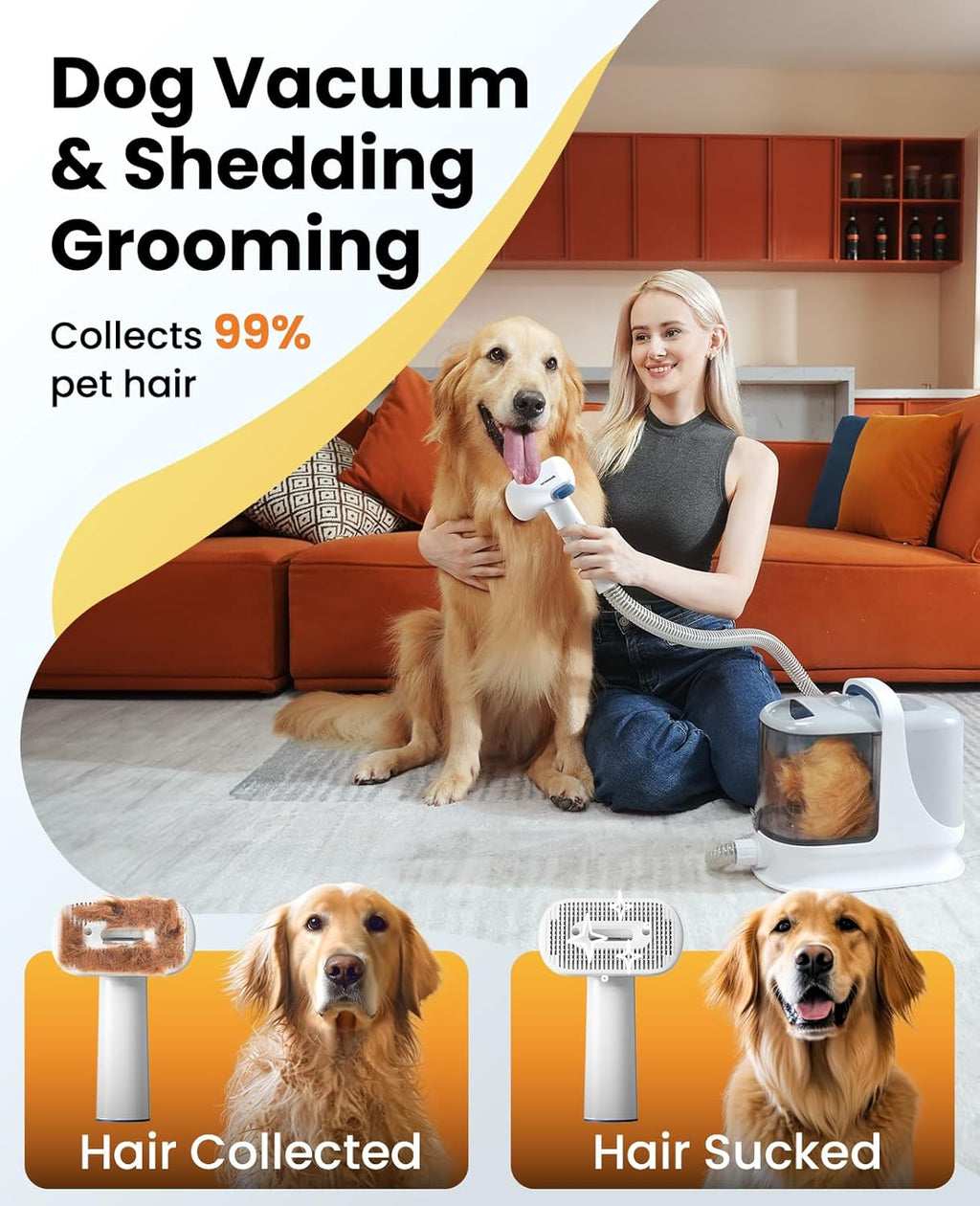 oneisall Dog Grooming Vacuum Kits with Clipper | Exatra Large 3L Dust Cup,13KPa 3 Suction,Clipper,Nail Grinder & Shedding Brush 7 in 1 Grooming Kits,Low Noise,BM3