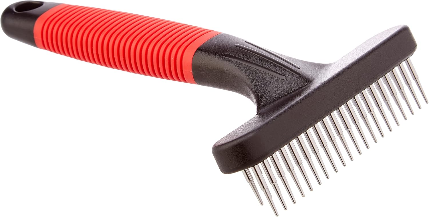 Ferplast 2-in-1 Comb for Dogs and Cats, Medium and Long Hair, Rounded Rotating Anti-Irritation Teeth and Non-Slip Handle